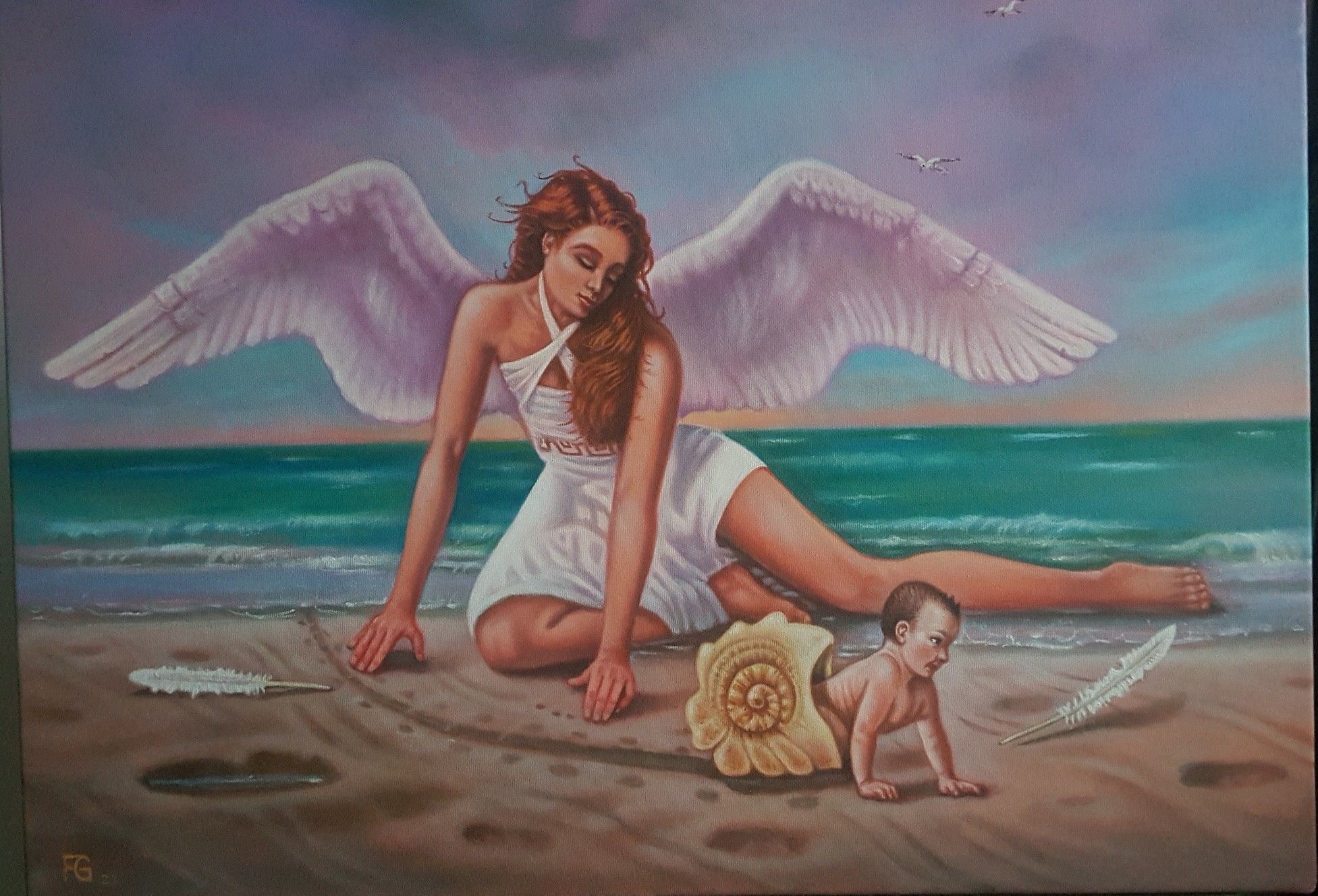 OLIO SU TELA  FRANCO  GARUTI ' LA RETTA VIA  '  dimensioni L 80 x H 60 cm.