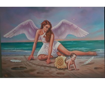 OLIO SU TELA FRANCO GARUTI ' LA RETTA VIA ' dimensioni L 80 x H 60 cm.