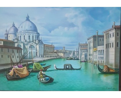 OLIO SU TELA FRANCO GARUTI ' IL RE PROTETTORE ' dimensioni L 70 x H 50 cm.