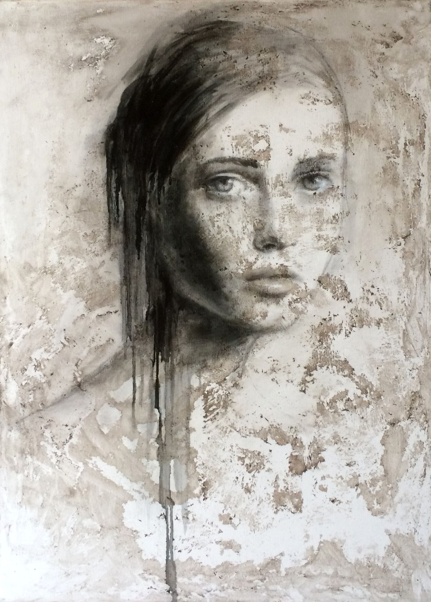 OLIO SU TELA   ROSY  MANTOVANI  ' RITRATTO  2  '  dimensioni L 57 x H 77 cm.