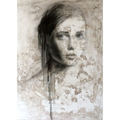 OLIO SU TELA ROSY MANTOVANI ' RITRATTO 2 ' dimensioni L 57 x H 77 cm.