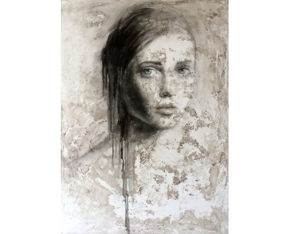 OLIO SU TELA ROSY MANTOVANI ' RITRATTO 2 ' dimensioni L 57 x H 77 cm.