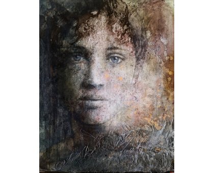 MIXED MEDIA SU TELA ROSY MANTOVANI ' RITRATTO 5 ' dimensioni L 40 x H 50 cm.