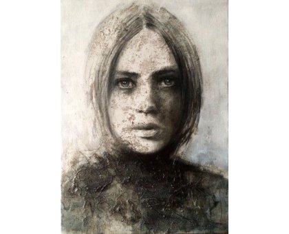 OLIO SU TELA ROSY MANTOVANI ' RITRATTO 4 ' dimensioni L 50 x H 70 cm.