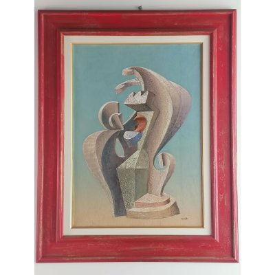 OLIO SU TELA TANINO SEDDA ' ABBRACCIO ' dimensioni L 75 X H 95 cm.