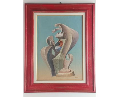 OLIO SU TELA TANINO SEDDA ' ABBRACCIO ' dimensioni L 75 X H 95 cm.