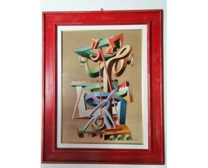 OLIO SU TELA TANINO SEDDA ' I NUMERI IN GIOCO ' dimensioni L 75 x H 95 cm