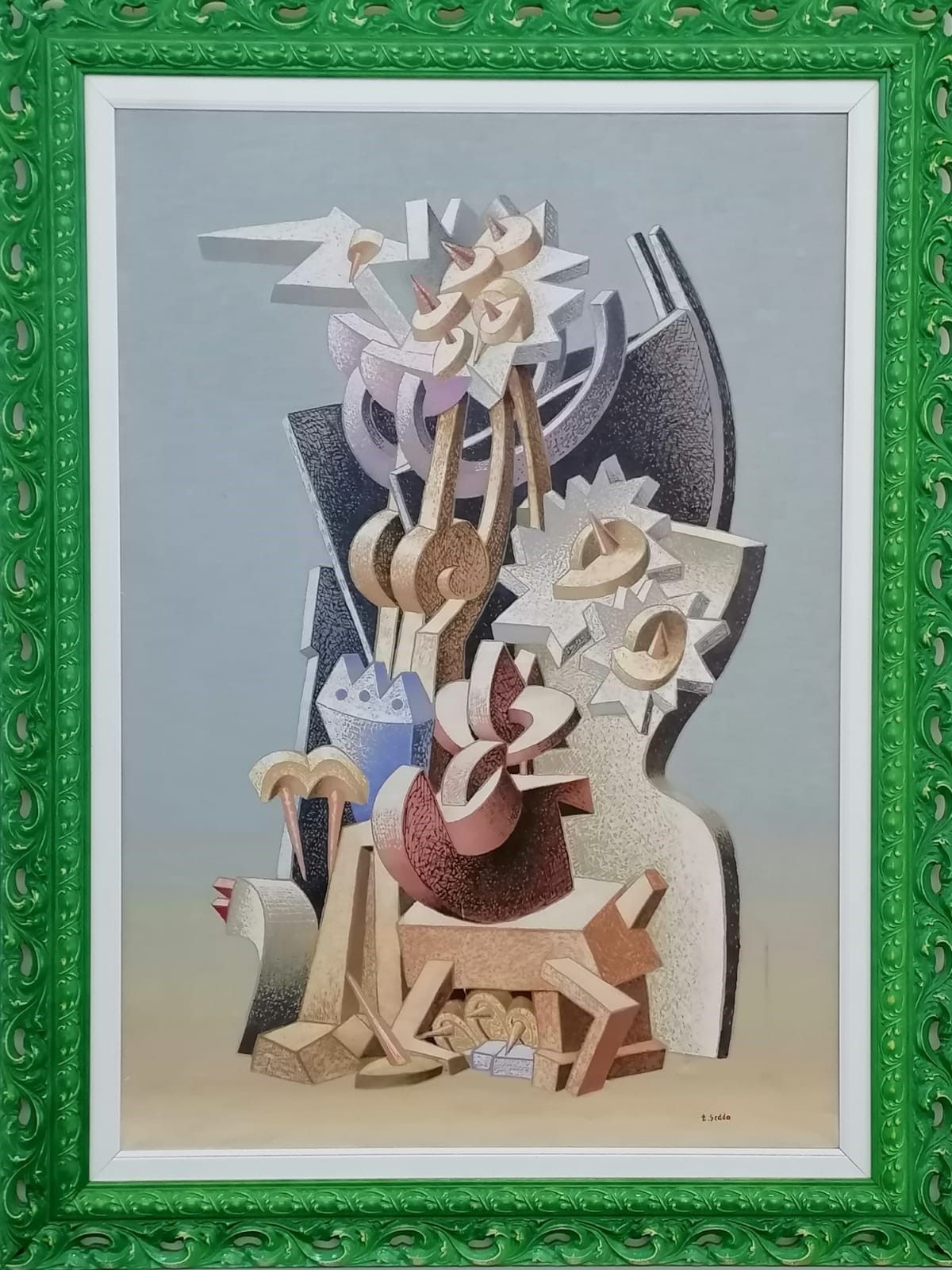 OLIO SU TELA  TANINO  SEDDA  ' IL RITMO DEL TEMPO '  dimensioni L 92 x H 120 cm.