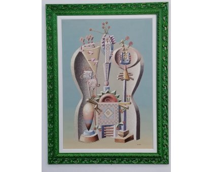 OIL ON CANVAS TANINO SEDDA ' GIRA LA RUOTA ' size L 92 x H 120 cm.