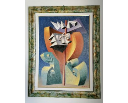 OIL ON CANVAS TANINO SEDDA ' FIORE DI SPINE ' size L 70 x H 90 cm.