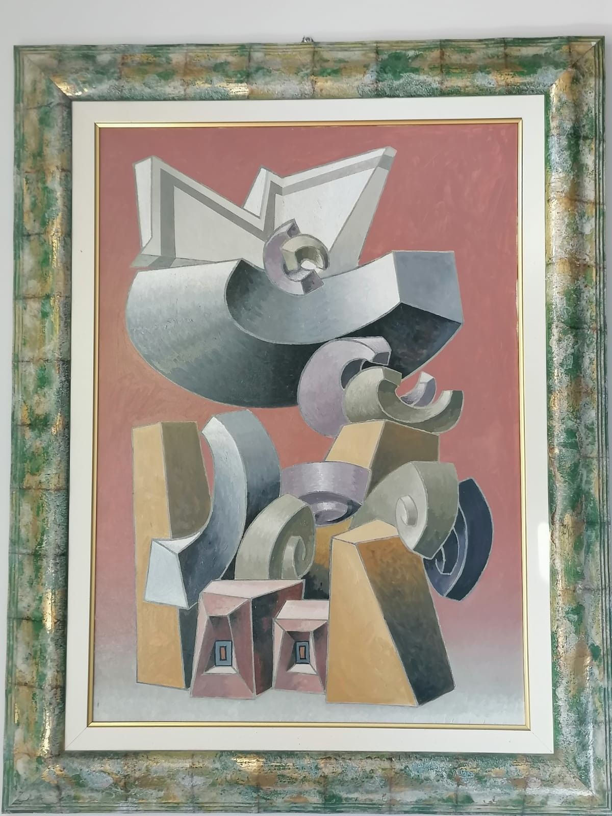 OIL ON CANVAS  TANINO  SEDDA  ' ARMONIA DI FORME  '  size  L 70 x H 90 cm.
