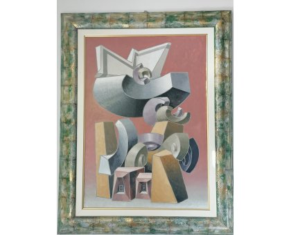 OIL ON CANVAS TANINO SEDDA ' ARMONIA DI FORME ' size L 70 x H 90 cm.