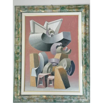 OLIO SU TELA TANINO SEDDA ' ARMONIA DI FORME ' dimensioni L 70 x H 90 cm.