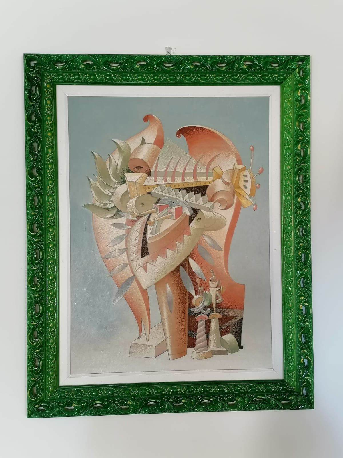 OIL ON CANVAS   TANINO  SEDDA  '  CUORE FIAMMANTE   '   size  L 80 x H 100 cm.