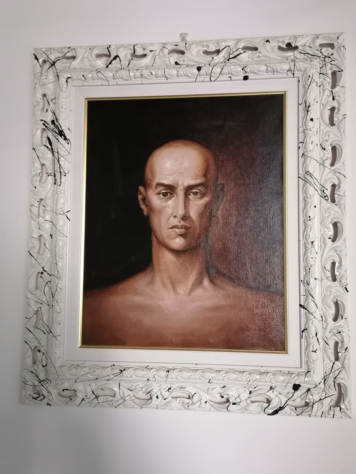 OLIO SU TELA  TANINO  SEDDA   ' IL GIOCATORE '   dimensioni L 63 x H 72 cm.