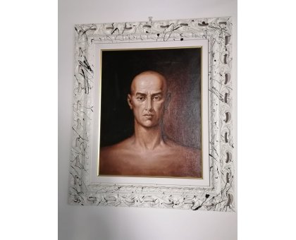 OLIO SU TELA TANINO SEDDA ' IL GIOCATORE ' dimensioni L 63 x H 72 cm.