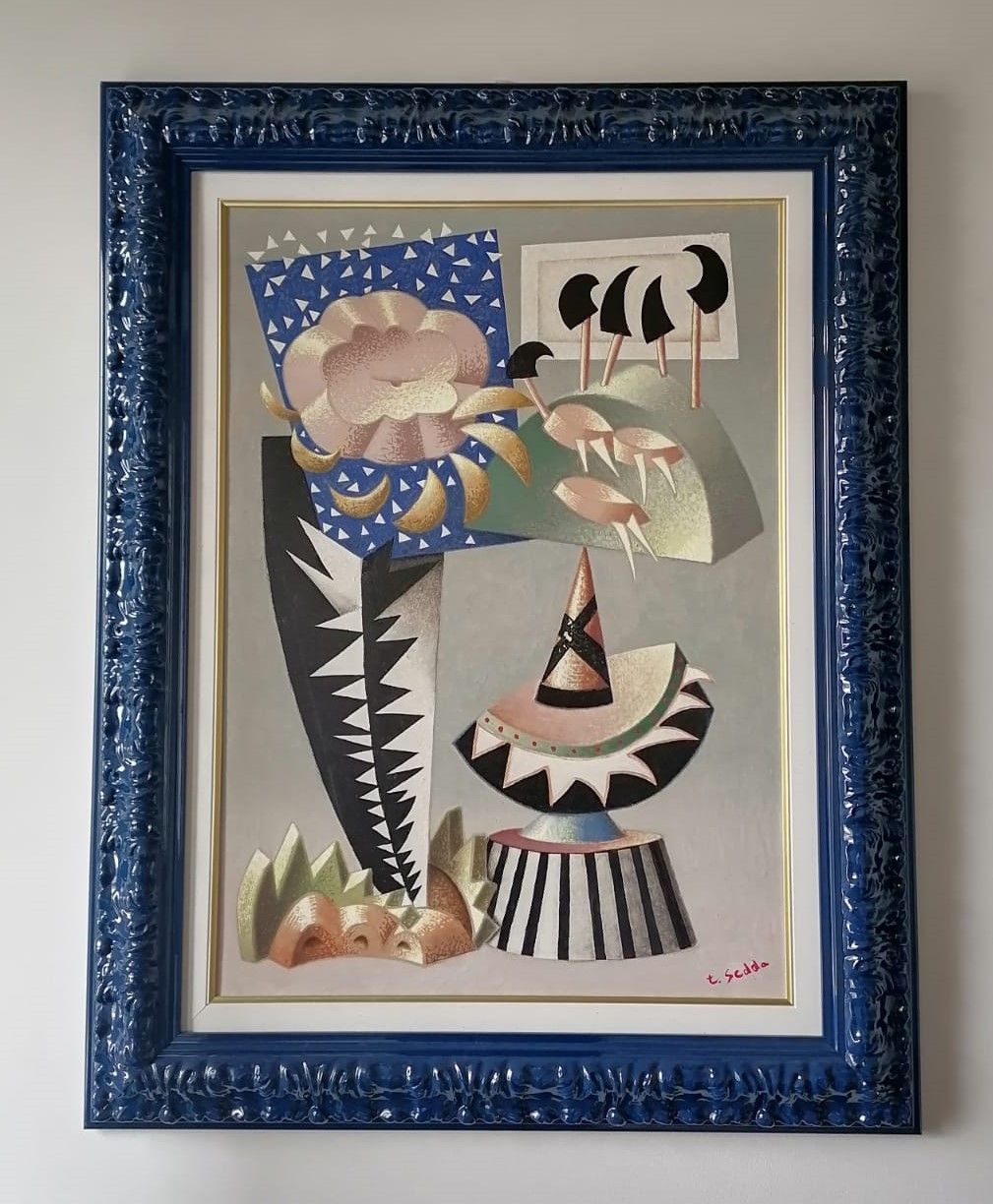 OLIO SU TELA  TANINO  SEDDA  ' CARNEVALE '  dimensioni  L 73  x  H  92 cm.