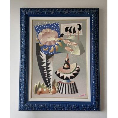 OLIO SU TELA TANINO SEDDA ' CARNEVALE ' dimensioni L 73 x H 92 cm.