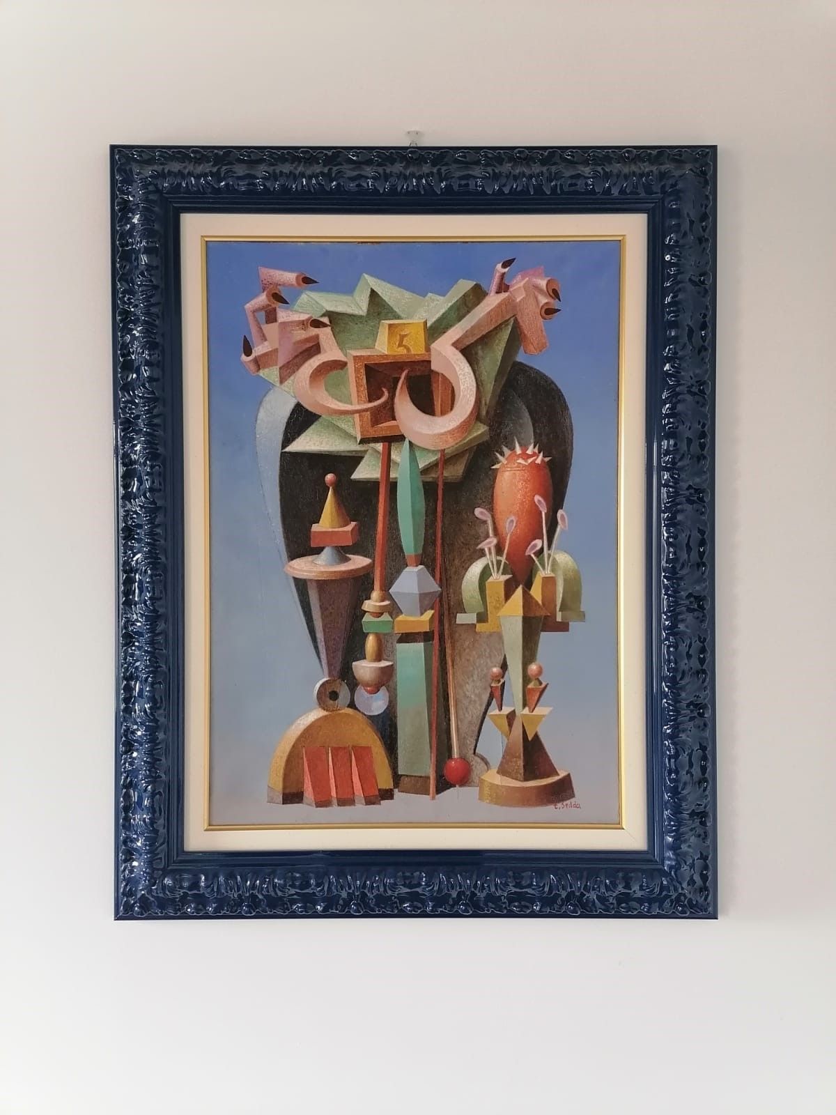 OLIO SU TELA  TANINO  SEDDA  '  NUMERI MAGICI '  dimensioni L 73 x H 92 cm.