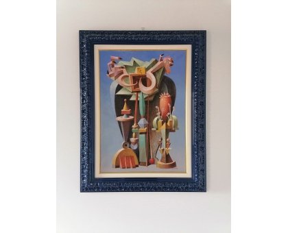 OLIO SU TELA TANINO SEDDA ' NUMERI MAGICI ' dimensioni L 73 x H 92 cm.