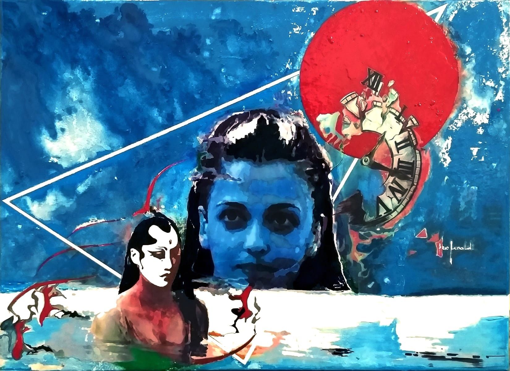 MIXED MEDIA SU TELA   EZIO  RANALDI ' VARIANTE  SU  AISHWARYA  '  dimensioni L 70 x H 50 cm.