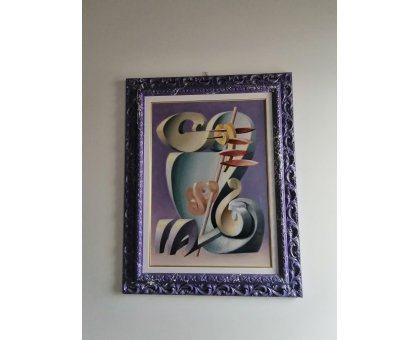 OLIO SU TELA TANINO SEDDA ' SINFONIE INCROCIATE ' dimensioni L 73 x H 92 cm.