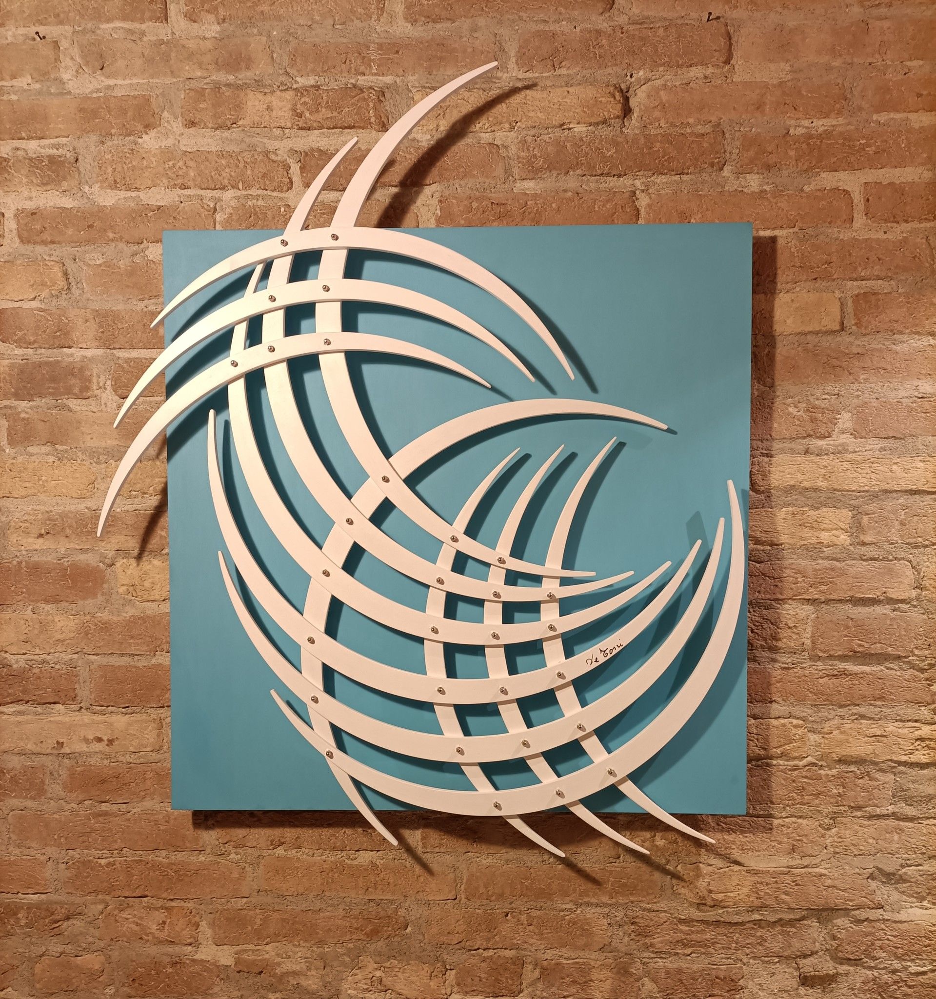 SCULTURA  CESARE  DE  TONI ' SEQUENZA  F. 13  AZZURRO 1 '  dimensioni L 93 x H 79 x P 6 cm.