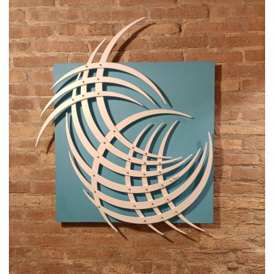 SCULTURA CESARE DE TONI ' SEQUENZA F. 13 AZZURRO 1 ' dimensioni L 93 x H 79 x P 6 cm.