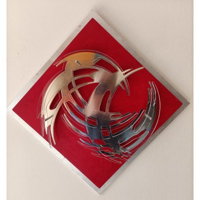 SCULTURA CESARE DE TONI ' SEQUENZA F. 13 - BORDO - ARGENTO ' dimensioni L 42 x H 42 x P 10 cm.