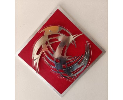 SCULTURA CESARE DE TONI ' SEQUENZA F. 13 - BORDO - ARGENTO ' dimensioni L 42 x H 42 x P 10 cm.