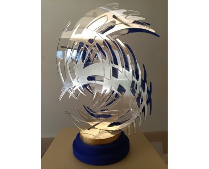 SCULTURA CESARE DE TONI ' SEQUENZA F. 13 BLU - ARGENTO ' dimensioni L 40 x H 36 x P 11 cm.