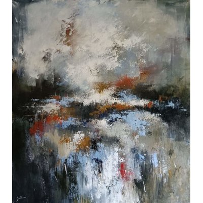 ACRILICO SU TELA ULISSE GUALTIERI ' PAESAGGIO 1 ' dimensioni L 80 x H 90 cm.