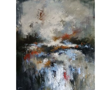 ACRILICO SU TELA ULISSE GUALTIERI ' PAESAGGIO 1 ' dimensioni L 80 x H 90 cm.