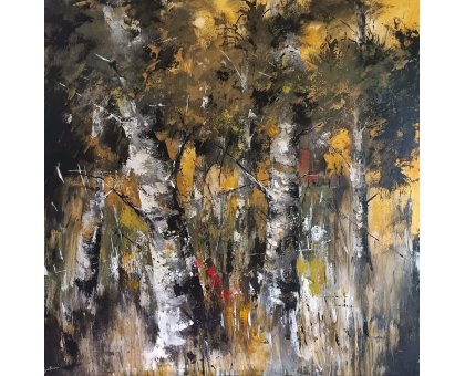 ACRILICO SU TELA ULISSE GUALTIERI ' BOSCO ' dimensioni L 100 x H 100 cm.