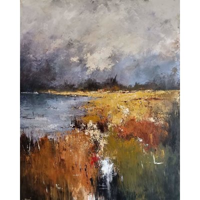 ACRILICO SU TELA ULISSE GUALTIERI ' PAESAGGIO 2 ' dimensioni L 80 x H 100 cm.