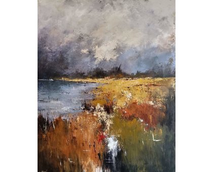 ACRILICO SU TELA ULISSE GUALTIERI ' PAESAGGIO 2 ' dimensioni L 80 x H 100 cm.