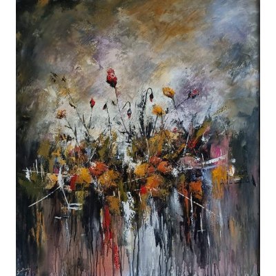 ACRILICO SU TELA ULISSE GUALTIERI ' COMPOSIZIONE 1 ' dimensioni L 80 x H 90 cm.