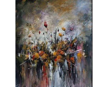 ACRILICO SU TELA ULISSE GUALTIERI ' COMPOSIZIONE 1 ' dimensioni L 80 x H 90 cm.