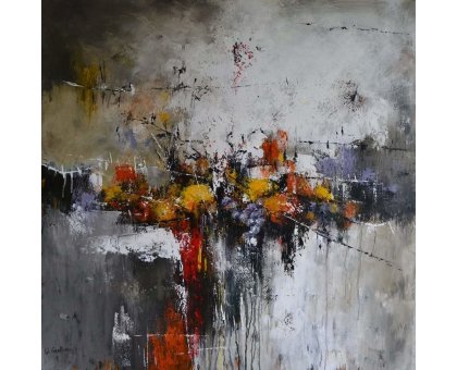 ACRILICO SU TELA ULISSE GUALTIERI ' COMPOSIZIONE 2 ' dimensioni L 80 x H 80 cm.