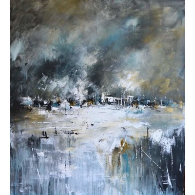 ACRILICO SU TELA ULISSE GUALTIERI ' PAESAGGIO 3 ' dimensioni L 80 x H 90 cm.