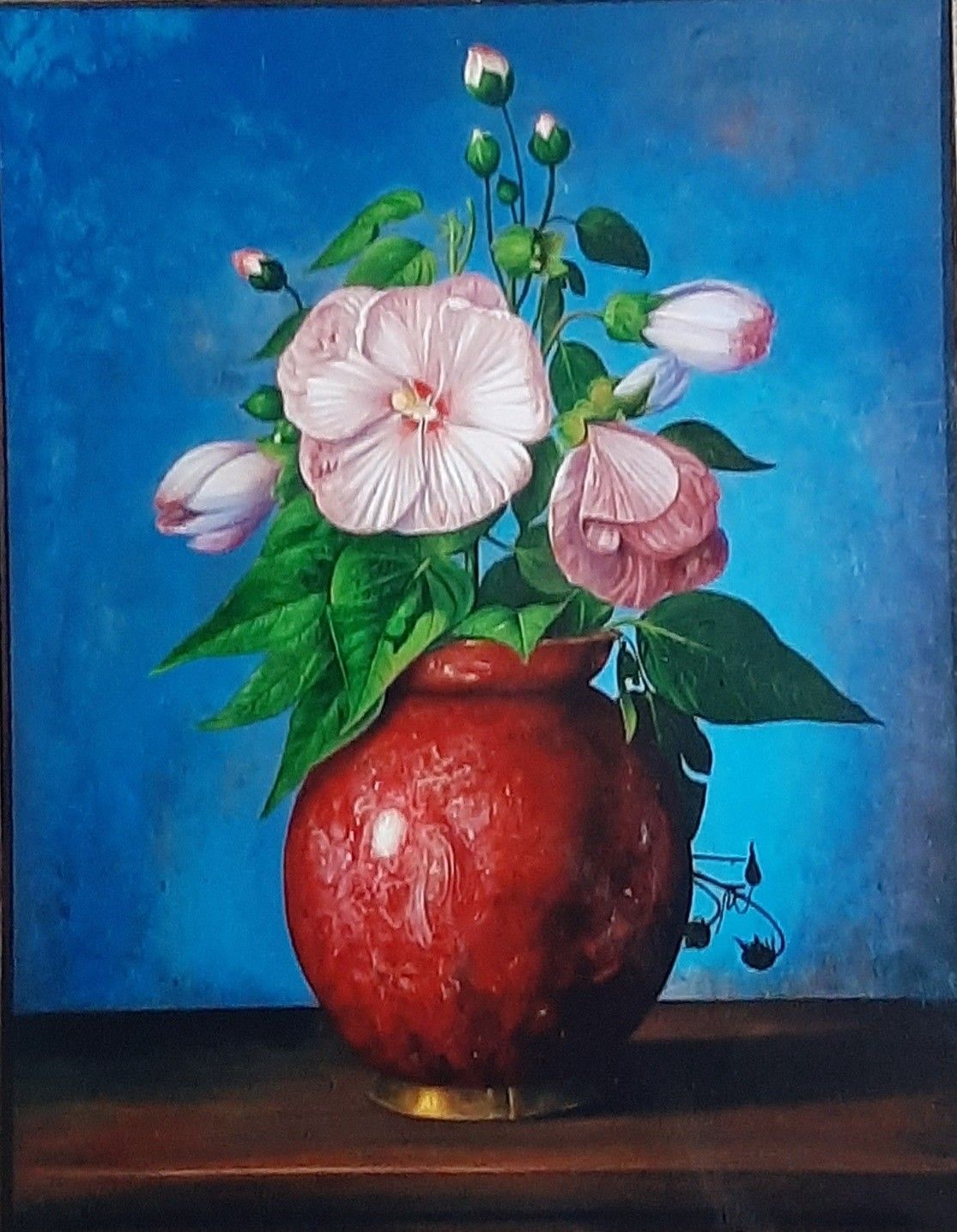 OLIO SU TELA ALESSANDRO  AMOROSO ' VASO PRESTIGIOSO '  dimensioni L 50 x H 65 cm.
