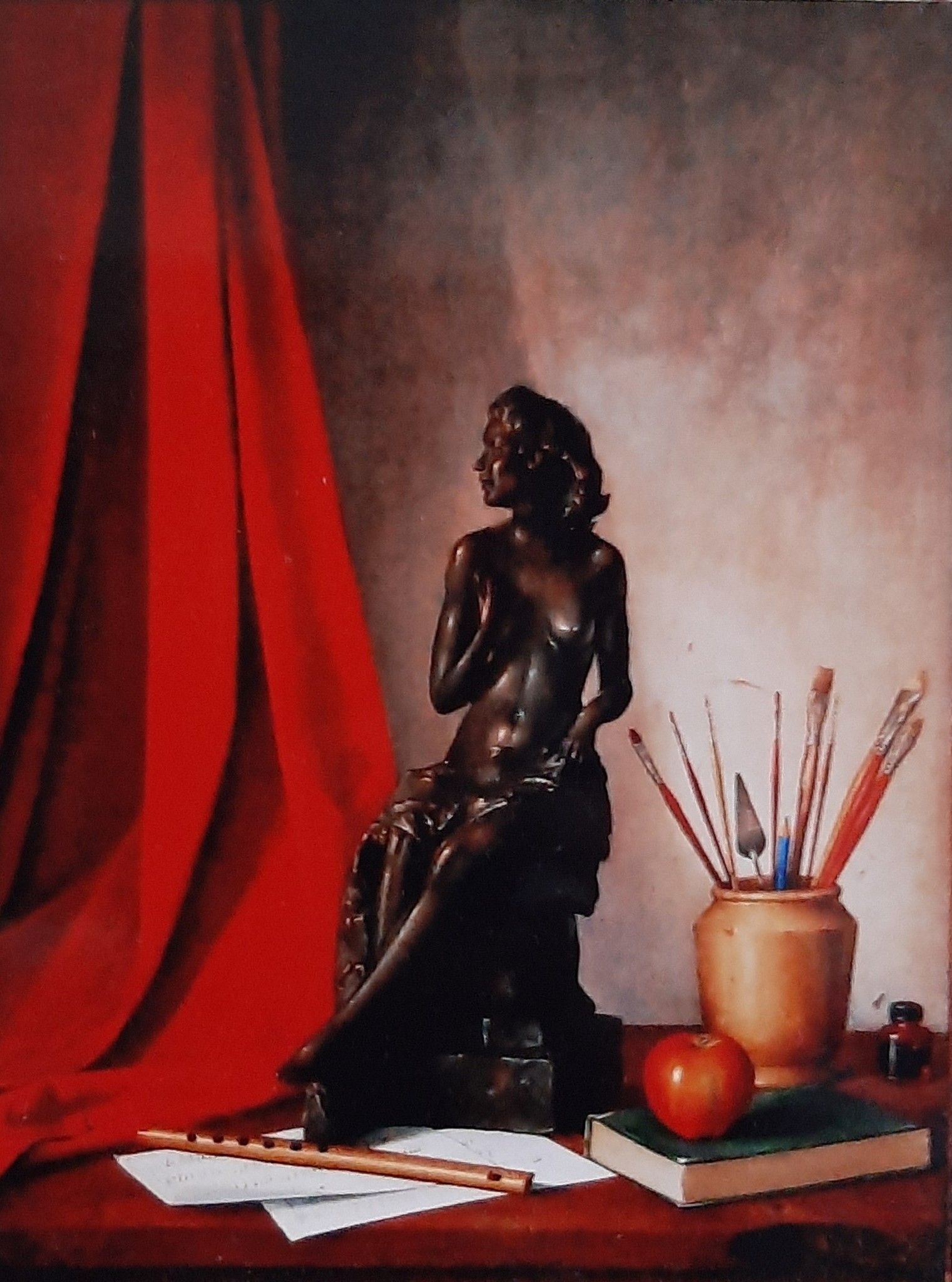 OLIO SU TELA  ALESSANDRO  AMOROSO  ' LE ARTI '   dimensioni L 64 x H 84 cm.