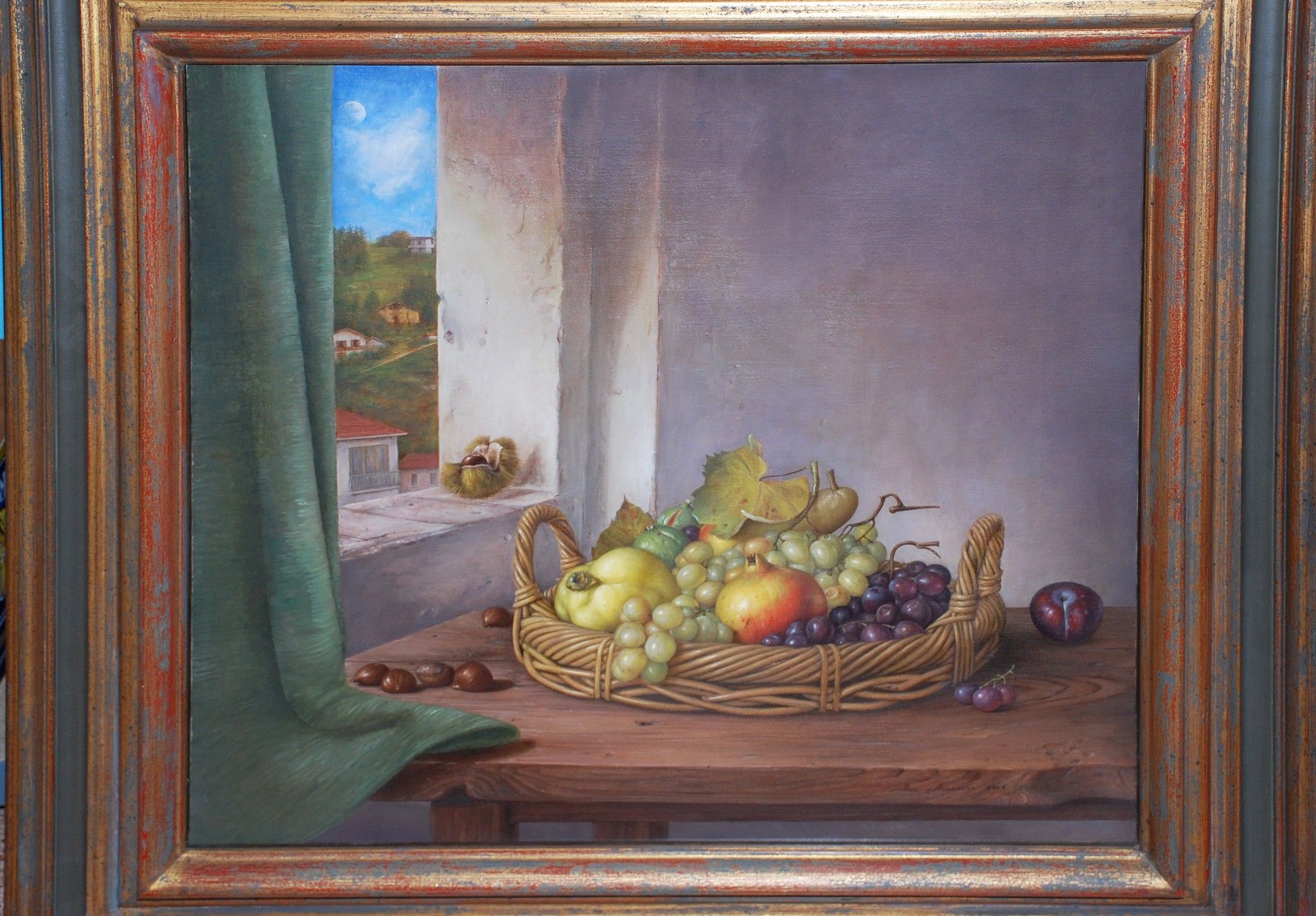 OLIO SU TELA  ALESSANDRO  AMOROSO ' ARIA DI CAMPAGNA  '  dimensioni L 62 x H 49 cm.