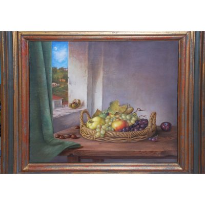 OLIO SU TELA ALESSANDRO AMOROSO ' ARIA DI CAMPAGNA ' dimensioni L 62 x H 49 cm.