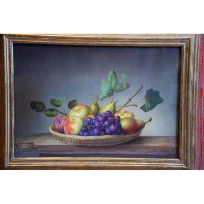 OLIO SU TELA ALESSANDRO AMOROSO ' FRUTTA FRESCA ' dimensioni L 50 x H 35 cm.