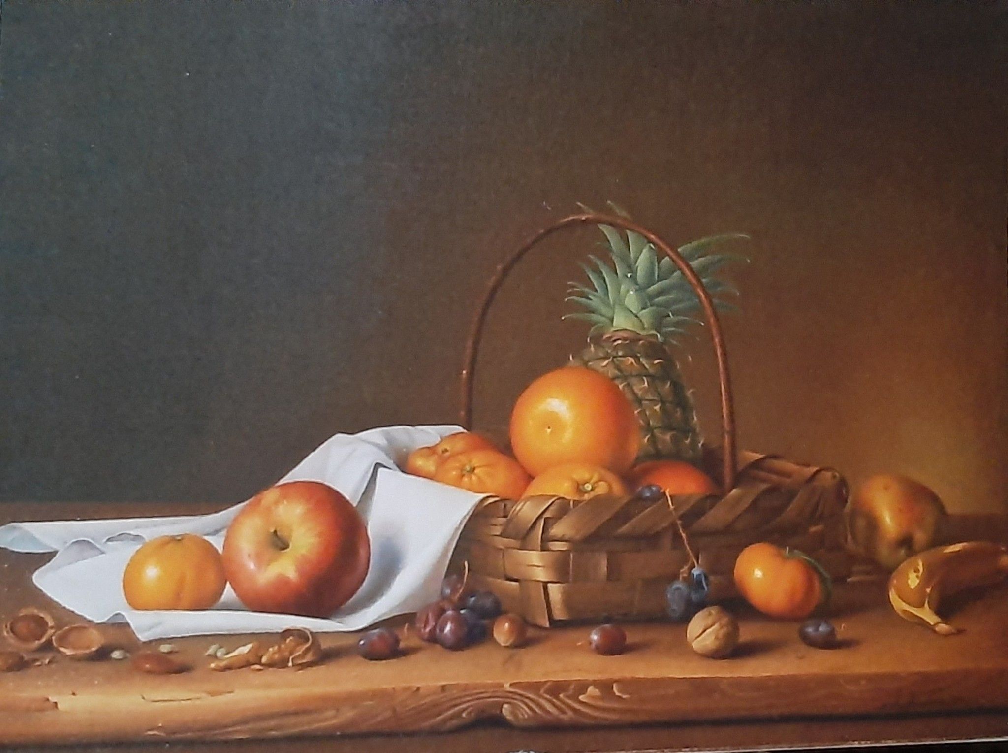 OLIO SU TELA ALESSANDRO  AMOROSO ' CESTO DI ARANCE  '  dimensioni L 65 x H 49,5 cm.