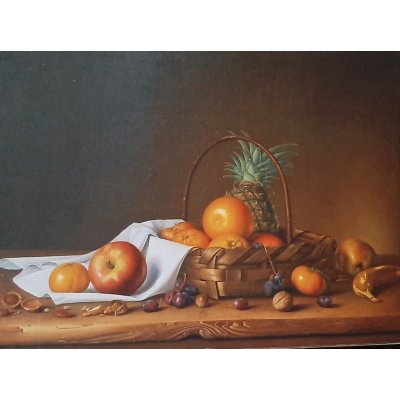 OLIO SU TELA ALESSANDRO AMOROSO ' CESTO DI ARANCE ' dimensioni L 65 x H 49,5 cm.