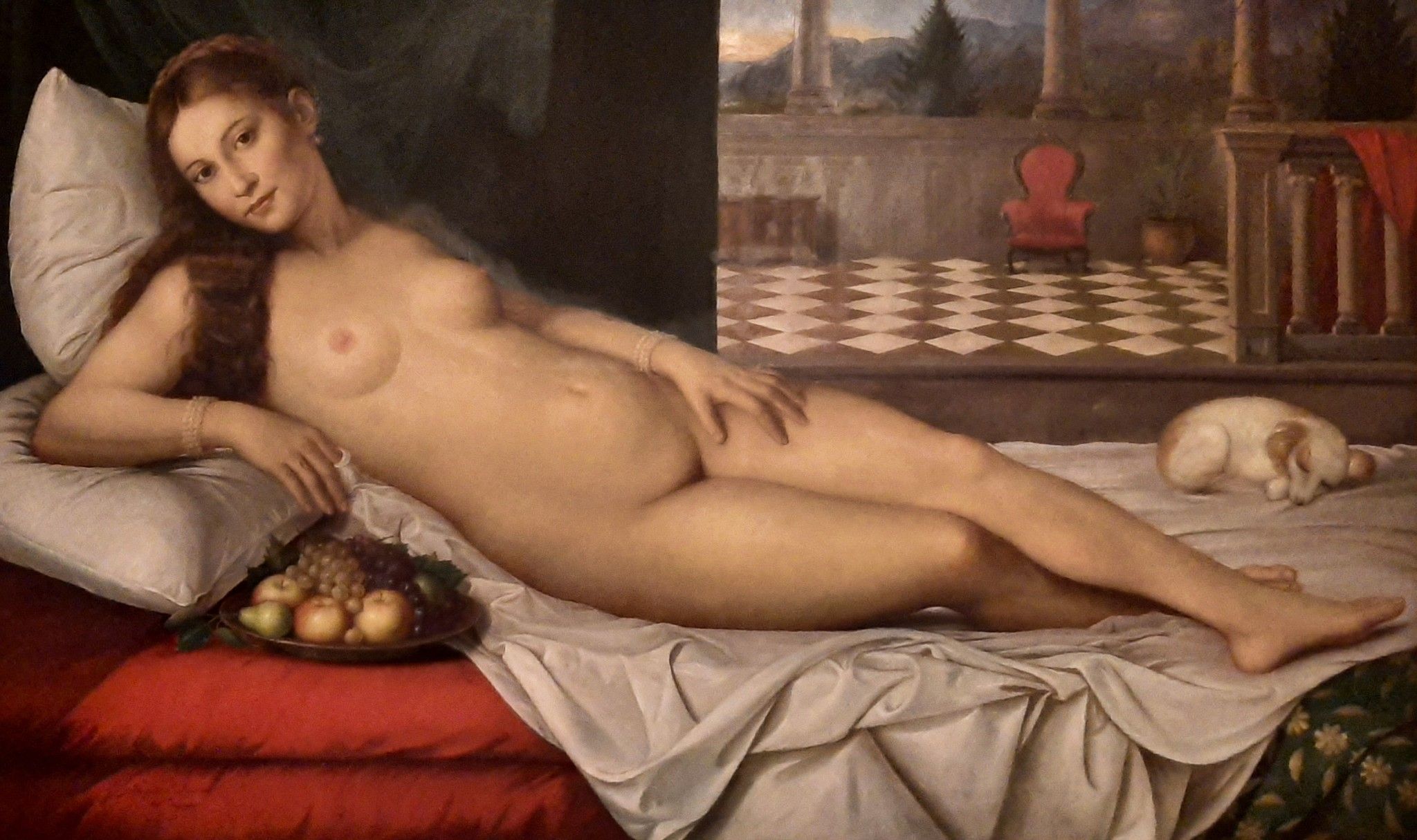 OLIO SU TELA ALESSANDRO  AMOROSO ' VENERE DI URBINO  '  dimensioni L 169 x H 120 cm.
