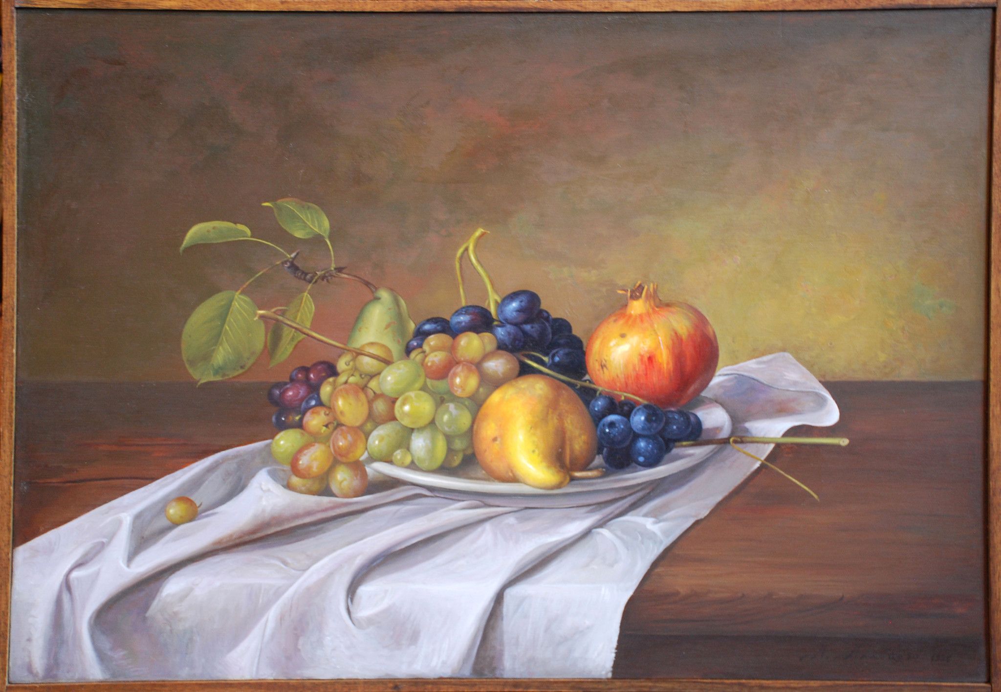 OLIO SU TAVOLA   ALESSANDRO  AMOROSO ' SCIVOLAMENTO  '  dimensioni L 55 x H 40 cm.