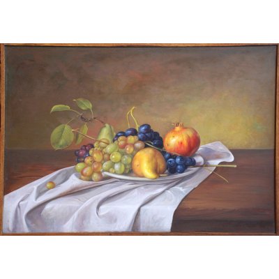 OLIO SU TAVOLA ALESSANDRO AMOROSO ' SCIVOLAMENTO ' dimensioni L 55 x H 40 cm.